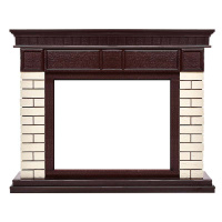 Портал Firelight Bricks 25 камень бежевый, шпон темный дуб