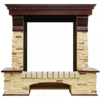 Каминокомплект Royal Flame Pierre Luxe - Темный дуб / Сланец с очагом Fobos FX M Black
