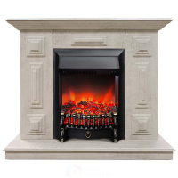 Каминокомплект Хорошие Камины Юпитер с очагом RealFlame Fobos Lux Black цемент