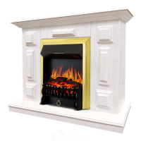 Каминокомплект Хорошие Камины Юпитер с очагом Royal Flame Fobos FX Brass белое дерево
