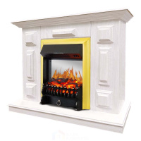 Каминокомплект Хорошие Камины Юпитер с очагом Royal Flame Fobos FX M Brass белое дерево