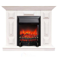 Каминокомплект Хорошие Камины Юпитер с очагом RealFlame Fobos Lux Black белое дерево