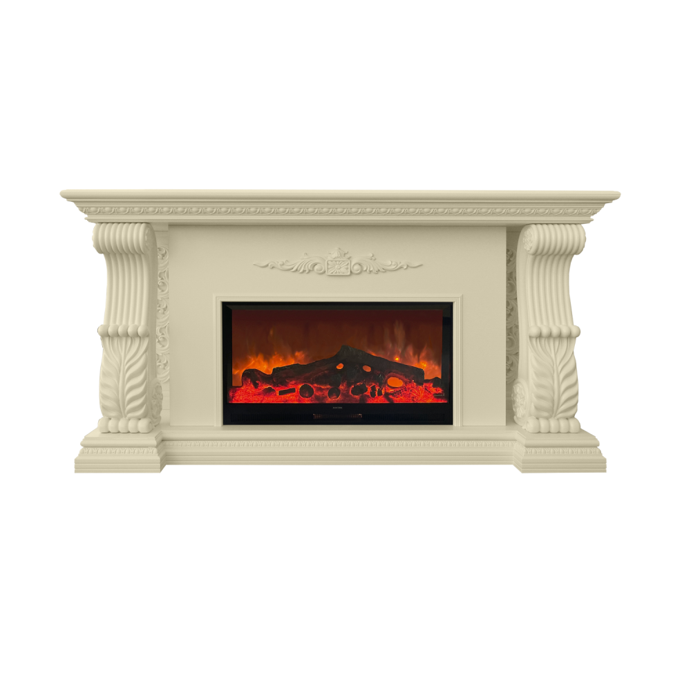 Каминокомплект Glenrich «Сенатор Deluxe» светлый мрамор