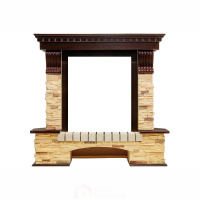 Каминокомплект Dimplex Pierre Luxe угловой - Темный дуб / Сланец (Высота 1050мм) с очагом Danville Antique Brass FB2