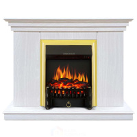 Каминокомплект Хорошие Камины Марс с очагом Royal Flame Fobos FX Brass белое дерево