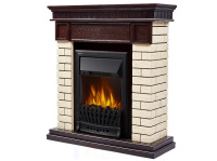 Портал Firelight Bricks Classic камень бежевый, шпон темный дуб