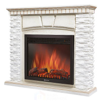 Портал Firelight Porto 30U (угловой) камень белый, шпон белёный дуб