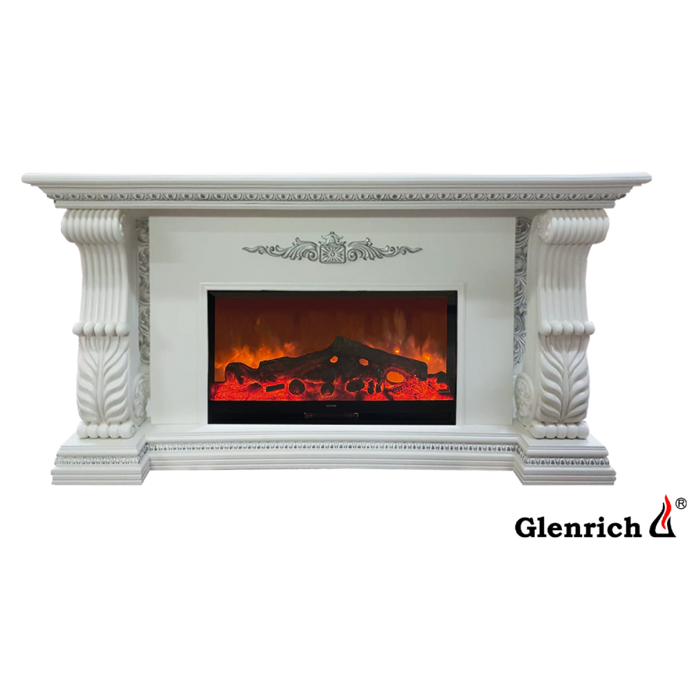 Каминокомплект Glenrich «Сенатор Deluxe» белый с патиной