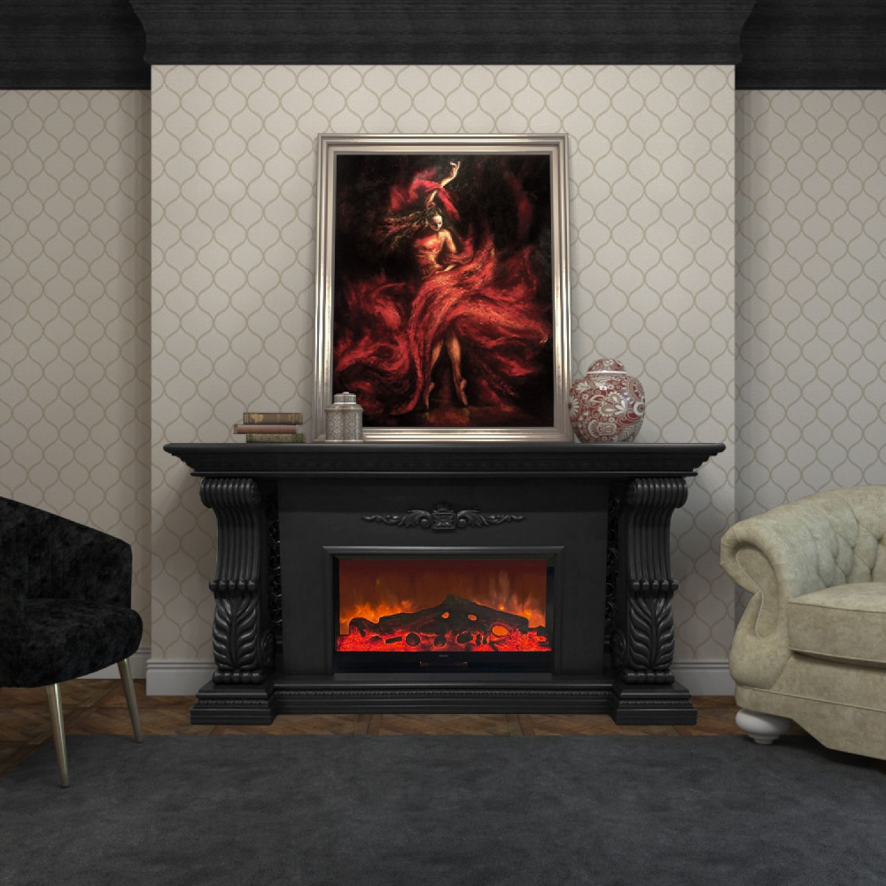 Каминокомплект Glenrich «Сенатор Deluxe» черный