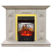 Каминокомплект Хорошие Камины Юпитер с очагом Royal Flame Majestic FX M Brass цемент