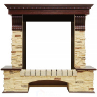 Каминокомплект Royal Flame Pierre Luxe - Темный дуб / Сланец с очагом Majestic FX M Brass