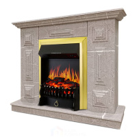 Каминокомплект Хорошие Камины Юпитер с очагом Royal Flame Fobos FX Brass мрамор