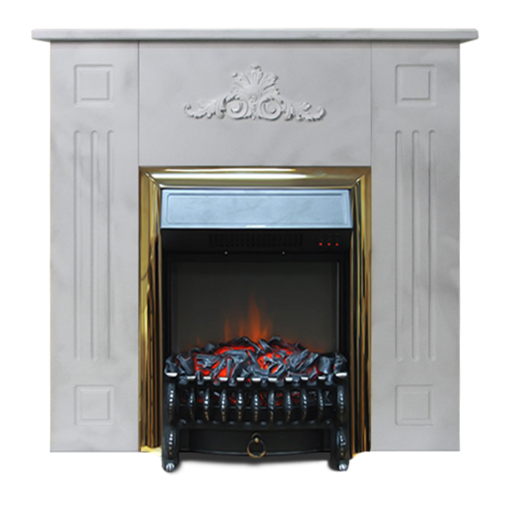 Каминокомплект Glenrich «Lotos» белый мрамор