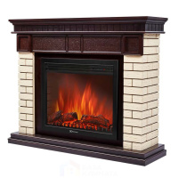 Каминокомплект Electrolux Bricks 30U (угловой) с очагом EFP/P-3320RLS камень бежевый, шпон темный дуб