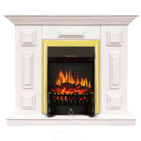 Каминокомплект Хорошие Камины Юпитер с очагом Royal Flame Fobos FX Brass белое дерево