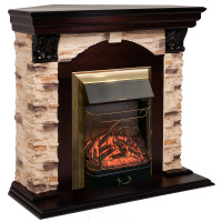 Электрокамин RealFlame Dublin угловой Corner Rock AO с очагом Majestic Lux Brass