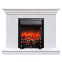 Каминокомплект Хорошие Камины Марс с очагом RealFlame Fobos Lux Black белое дерево