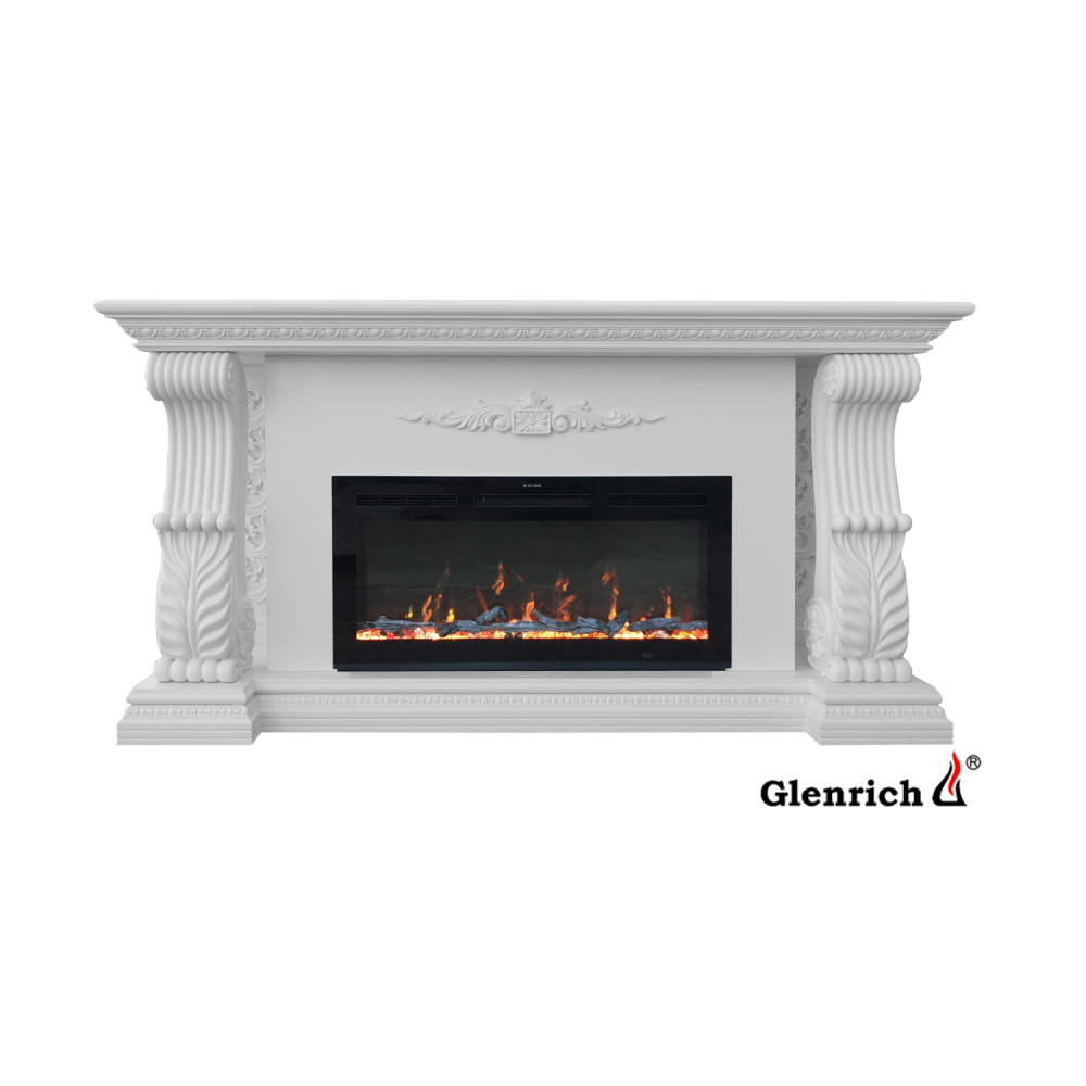 Каминокомплект Glenrich «Сенатор Deluxe Кристал 36» белый