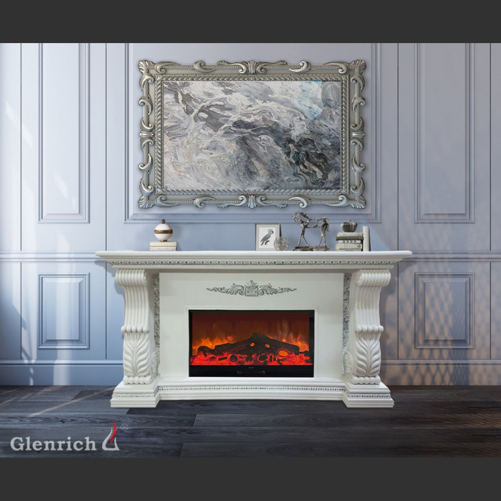 Каминокомплект Glenrich «Сенатор Deluxe» белый с патиной