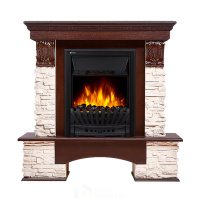Портал Firelight Pietra Classic камень белый, шпон темный дуб