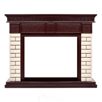 Портал Firelight Bricks 30U (угловой) камень бежевый, шпон темный дуб
