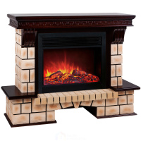 Электрокамин RealFlame Stone Brick 26 AO с очагом Moonblaze Deluxe Black